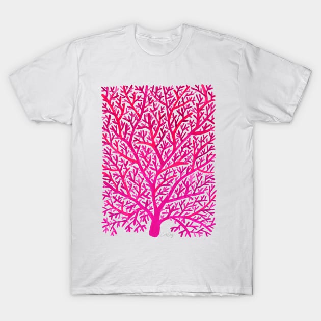 fan coral pink T-Shirt by CatCoq